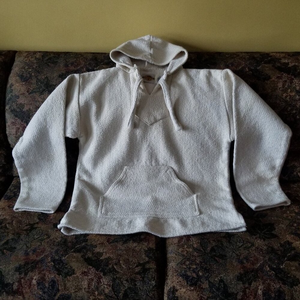 Hoodie, natural, warm fluffy, thick, heavy cotton, pouch, M-L, unisex Earth Ragz